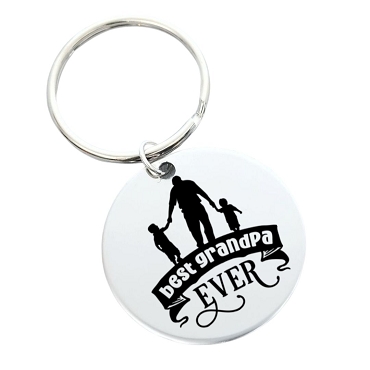 Best Grandpa Ever Keychain Grandfather Gift Personalized Back